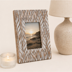Wholesale Eco-Friendly Carved Mango Wood Photo <b>Frame</b> Handcrafted Leaf Etched <b>Vintage</b> <b>Picture</b> <b>Frame</b> for Tabletop Home Decor - Product Image 2