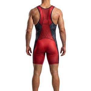 Combinaison de lutte rouge imprimée par sublimation, style libre, professionnelle, en spandex, une pièce, uniforme de lutte athlétique pour hommes - Product Image 2