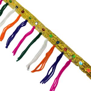 Offres de franges indiennes métalliques colorées en laine de coton en gros - Product Image 1