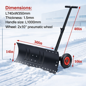 Pousse-neige de 30 pouces avec roues, pelle à neige en acier robuste avec poignée réglable et pneus pneumatiques ODGWTO010 - Product Image 6