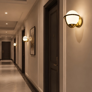 Lámpara de Pared Moderna de Latón Celestine con Pantalla de Globo de Vidrio, Luz LED con Temperatura de Color Ajustable para Decoración de Sala de Estar y Dormitorio - Product Image 4