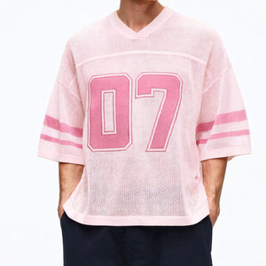 Wholesale Men's Stylish Boxy Stock Mesh T-Shirt Loose Fit with Custom <b>Logo</b> Fashionable Boxy Mesh T-Shirt - Product Image 1