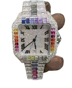 Vente en gros, mode luxe, montre hommes hip hop moissanite avec lunette en diamant, verre saphir, mécanique, 30m, étanche - Product Image 1