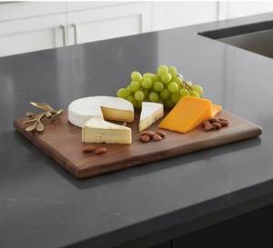 Tabla de cortar rectangular de madera de último diseño con mango decorativo de hoja metálica - Product Image 6