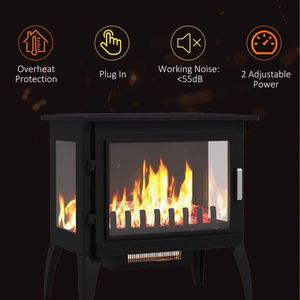 Caminetto Elettrico Autoportante da 24 Pollici con Fiamma Realistica, 1000W/1500W, Temperatura Regolabile, Nero - Per Uso Domestico - Product Image 2