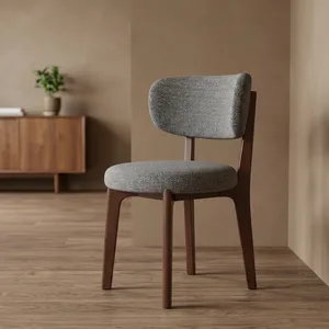 Silla de Comedor Moderna Tapizada en Madera con Asiento y Respaldo de Tela, Diseño de Mediados de Siglo, Muebles para el Hogar - Product Image 1