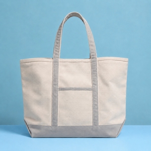 <b>Canvas</b> Tote <b>Bag</b> <b>Large</b> Size With Gray Handles And Bottom For Daily Shopping Use - Product Image 5