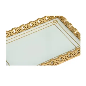 Luxury Gold Finish Decorative Tray for Premium Home Accessories and Coffee Table Styling CollectionStackable <b>Ceramic</b> Round Tray - Product Image 1