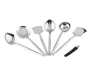 Ensemble complet de 6 ustensiles de cuisine en acier inoxydable, pack de cuisine jumbo pour la maison, outils métalliques ménagers - Product Image 3