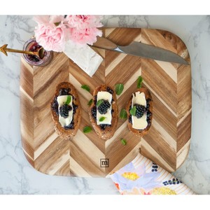 Wooden Chopping Block Rectangle Anti Slip Kitchen <b>Board</b> Solid Wood Chevron Pattern - Product Image 6