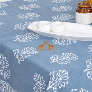 Mantel de Algodón Puro 100% Hecho a Mano con Diseño Floral de Loto, Estampado a Bloque, Decoración para Mesa de Boda, Cubierta para Mesa de Comedor - Product Image 3