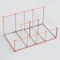 Boîte de rangement pour bijoux en verre trempé avec cadre en laiton de luxe moderne, boîte à bibelots, décoration de table de maquillage, décorations pour la maison, personnalisable
