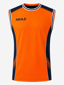 Camiseta de baloncesto sin mangas para hombre MIAZ, cuello redondo, poliéster que absorbe la humedad, color rojo sólido, ropa deportiva a precio económico. - Product Image 2