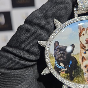 SARVA 925 Silver Moissanite Custom Photo Pendant <b>Dog</b> <b>Mom</b> Bone Charm Hip Hop Memorial Pet Picture Jewelry - Product Image 3