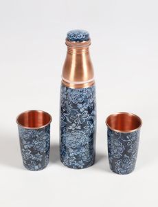 Bouteille d'eau en cuivre, design bohème, portable avec couvercle, pour les voyages - Product Image 4