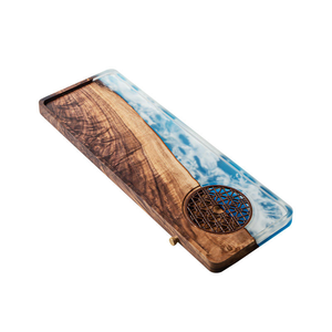 Bandeja de Madera Personalizada Más Vendida, Decoración para Mesa, Posavasos para Bebidas, Bandeja de Resina con Ondas Oceánicas, Posavasos de Resina - Product Image 6
