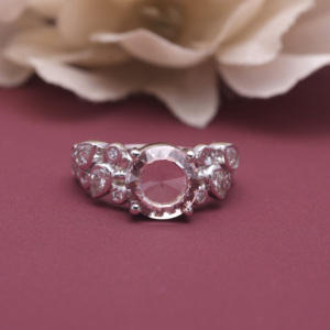 IGI Certified Pink Lab Grown Diamond Floral Halo <b>Ring</b> with Marquise Pear and Round Diamonds in 14K White / Rose & Yellow <b>Gold</b> - Product Image 1