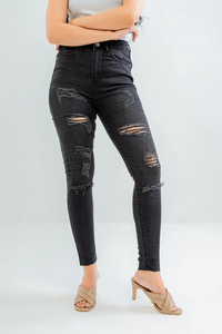 Nueva Llegada, Jeans de Mezclilla para Mujer, Cintura Elástica, Logotipo Personalizado, Cintura Alta, Estilo Vintage, 100% Algodón, OEM, ODM, Precio Económico al por Mayor - Product Image 4