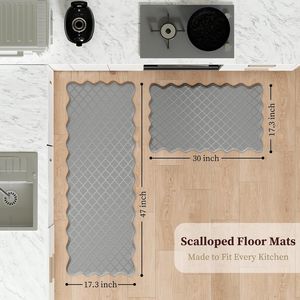 Set di 2 Tappetini Anti-Fatica per Cucina, con Bordo Ondulato, Impermeabili, in Schiuma Antiscivolo, Lavabili, Compatibili con 'Co' - Product Image 2