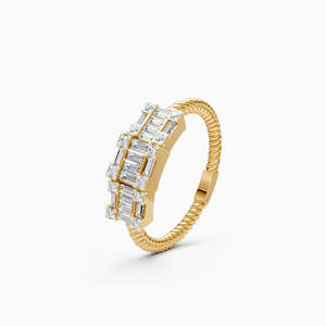 Diamant Cultivé en Laboratoire Éthique Baguette Bliss Flexi Twist Grid Elegance |   0,43 ct rond en or jaune, blanc et rose 9 carats - Product Image 2