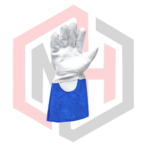 Gants de soudage TIG résistants à la chaleur en polyester et nitrile blancs et bleus, gants de sécurité antidérapants sans silicone, lisses, 11 oz, anti-coupure - Product Image 2