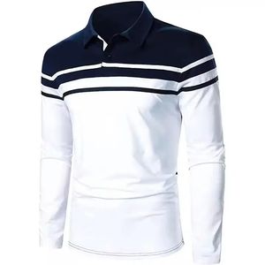 Camiseta de punto de manga corta para hombre, cuello redondo, corte regular, informal, blanca, azul marino, con rayas en contraste, diseño oversize - Product Image 1