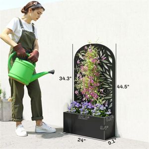 Fioriera e Supporto per Piante in Metallo Nero per Vasi e Fioriere da Giardino - Product Image 6