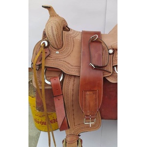 Selle de cheval western en cuir pleine fleur tanné, sculptée à la main, avec sangles latigo, de 10 à 18 pouces, LLT - Product Image 3