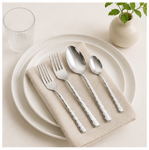 Deluxe Quality Stainless Steel <b>Flatware</b> <b>Set</b> with Unique Spindle Twisted Handle Cutlery for Hotel Restaurant & Wedding Events - Product Image 2