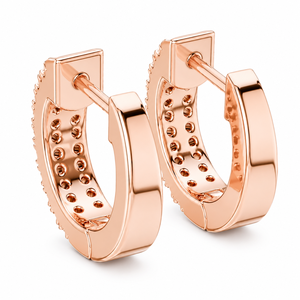 Moissanite Diamond Pave Round Brilliant Cut Women's 14K Rose Gold Plated Luxury Everyday Wear <b>Earrings</b> - Product Image 3