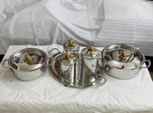 Juego de Utensilios de Cocina Decorativos con Acabado Plateado Moderno, Ollas, Recipientes y Bandejas de Acero Inoxidable para Bodas y Decoración del Hogar - Product Image 5