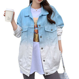 Chaqueta vaquera de manga larga con degradado de alta calidad para mujer, abrigo de mezclilla con estampado tie-dye, ropa de calle de moda para mujer - Product Image 3