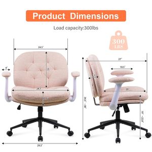 Sedia da Ufficio con Gambe Incrociabili, Braccioli Ribaltabili e Ruote, Comoda Sedia Girevole con Seduta Larga per Donne - Product Image 2