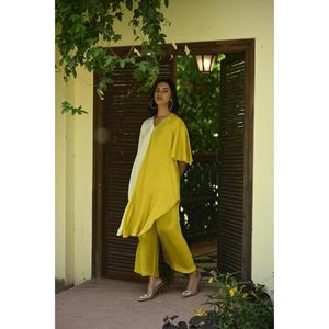Kurti bicolore pour femmes avec pantalon palazzo, tenue ethnique indo-occidentale élégante pour femmes - Product Image 2