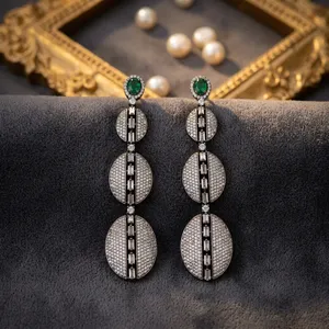 Best Quality Zircon Silver Tone Earrings Modern Wear AD Stones Look for Party Wedding Function Wear Collection For Women - Product Image 1