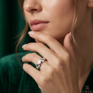 Anillo de Diamante Cultivado en Laboratorio con Corte Redondo de Diseñador, Chapado en Rodio, en Oro Blanco de 9KT, 10KT, 14KT y 18KT, Certificado IGI, Anillo de Compromiso de Lujo - Product Image 5