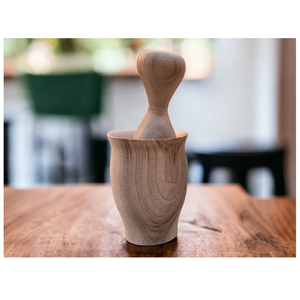 Mortier et pilon en bois 180 pour broyage manuel d'épices et herbes naturelles - Écologique - Product Image 6