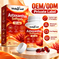 Gélules d'astaxanthine en marque blanche 12 mg – Puissant antioxydant naturel pour la beauté et le soutien oculaire – 90 capsules pour adultes – Fabrication OEM