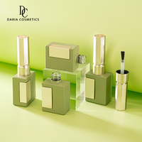 Flacon vide de 11 ml pour gel à ongles, bouteille en verre vert avec bord doré, emballage cosmétique pour vernis gel UV, conteneur pour nail art avec pinceau