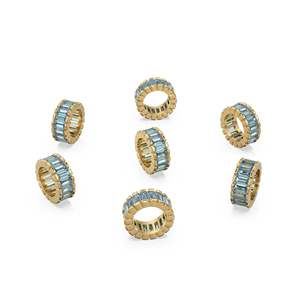 Perla de Oro de 14k con Aguamarina Baguette / Perla de Aguamarina Rondelle / Perla Europea de Aguamarina / Adorno de Aguamarina en Oro Sólido - Product Image 3