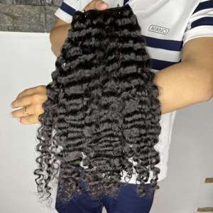 Paquetes de cabello rizado birmano no químico 100% cutícula alineada extensiones de cabello frontal de encaje de color natural sin procesar - Product Image 2