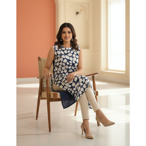 Kurta Premium de Rayón con Estampado Foil para Mujer, Estilo Recto Tradicional, Venta al por Mayor para Exportación - Product Image 2