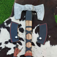 Hache à double tête Damas en acier de qualité supérieure, design équilibré, outil de survie pour le camping en extérieur et la coupe du bois
