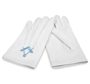 Gants de cérémonie en coton Premium Master Mason Blue Lodge avec motif carré et boussole bleus - Product Image 3