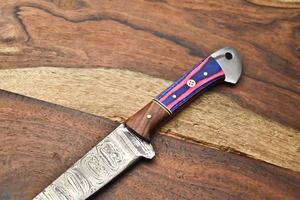Cuchillo de Chef de Acero de Damasco con Punta Caída, Mango de Madera, Borde Recto, Grosor de 0.6mm, OEM Personalizable, Grado Industrial - Product Image 2