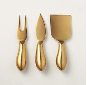 Customized Brass Cheese Knife& Dessert Knife Set Luxury Flatware For Stylish Serving Charcuterie <b>Board</b> Modern Cheese Cutlery Set - Product Image 2