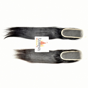 Cheveux Remy indiens naturels non traités, closure 2*6, couleur naturelle, ondulations profondes lâches, double trame machine, application facile, Full Lace, 100g - Product Image 1