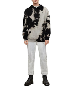 Sweat à capuche tie-dye vierge pour homme, noir et blanc, effet délavé, avec poche kangourou, OEM ODM, vente en gros, mélange de coton - Product Image 5