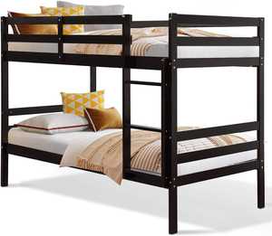Cama litera moderna de madera de pino maciza para dos personas – Barandillas altas, soporte de listones duradero, diseño que ahorra espacio - Product Image 1
