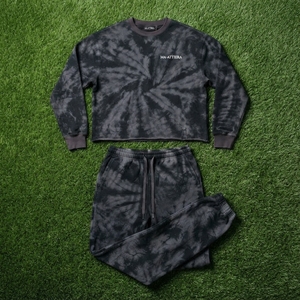 Conjunto de Sudadera y Pantalones Deportivos para Hombre, Color Negro y Gris, Estilo Tie Dye, Cuello Redondo, Dos Piezas, Ropa Deportiva Informal - Product Image 6
